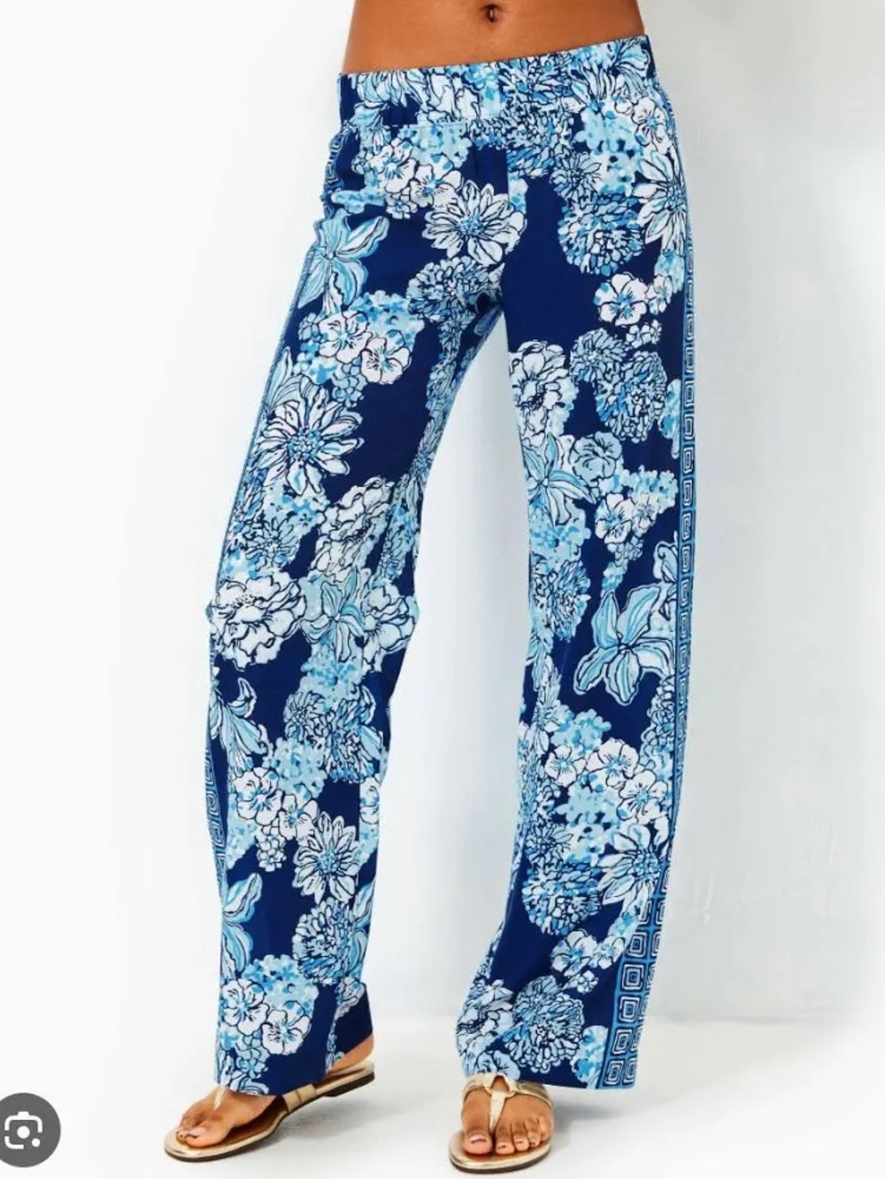 NWT Lilly Pulitzer Bal Harbor Palazzo Pants, Sz XL, Bouquet All Day - Picture 2 of 7